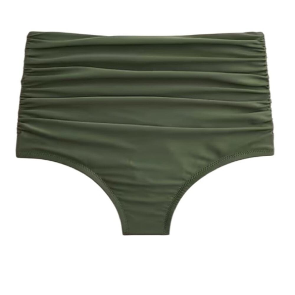 J.Crew Ruched high-rise full-coverage bikini bottom Green Size 3X NWT